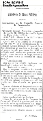 Agustín Roca - 1917 - incendio